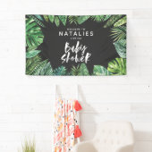 Banderoles baby shower virtuel de script de feuille de palme (En situation)