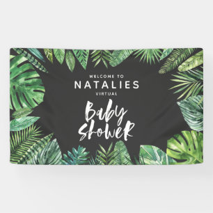 Banderoles baby shower virtuel de script de feuille de palme 