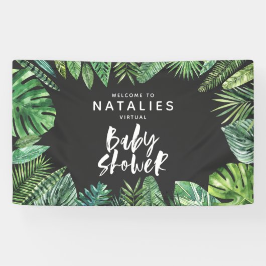 Banderoles baby shower virtuel de script de feuille de palme (Horizontal)