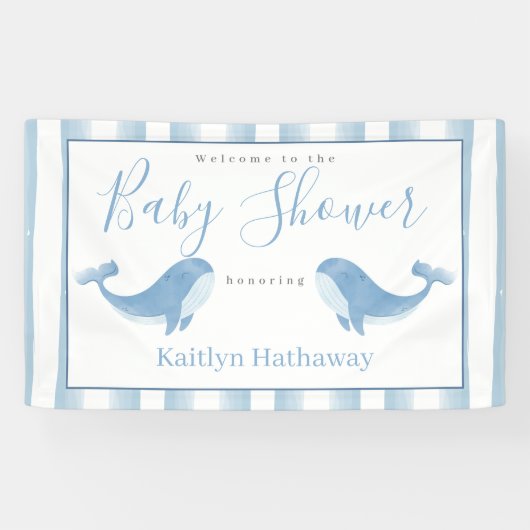 Banderoles Baby shower Watercolor Blue Whale Welcome (Horizontal)