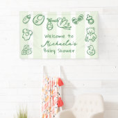 Banderoles Baby shower Whimsical Doodle à main verte (En situation)