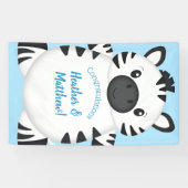 Banderoles Baby shower Zebra bleu (Horizontal)