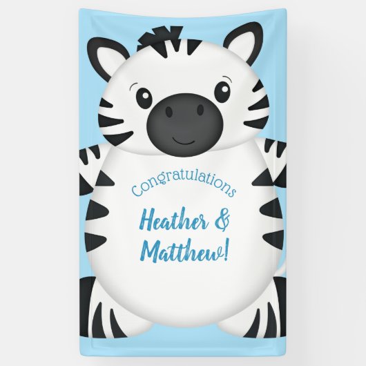 Banderoles Baby shower Zebra bleu (Vertical)