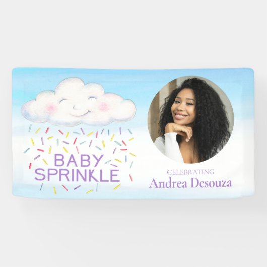 Banderoles Baby Sprinkle whimsy cloud photo baby shower bleu (Horizontal)