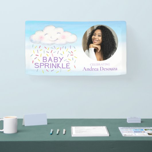 Banderoles Baby Sprinkle whimsy cloud photo baby shower bleu (Salon professionnel)