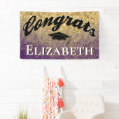 Banderoles Bac de diplôme Girly Gold Purple (En situation)