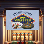 Banderoles Bachelor Party sur mesure Las Vegas Trip Casino<br><div class="desc">Customisez votre propre bannière pour un voyage à Las Vegas. Décor personnalisé cool avec des éléments de casinos de jeu comme un jeu de cartes,  des jetons de poker et roulette roue avec Vegas Trip en script jaune. Amusant pique-nique pour vos groomsmen et meilleur homme.</div>