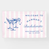 Banderoles Bachelorette de cocktail bleu moderne rétro (Horizontal)