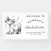 Banderoles Bachelorette de cocktail noir moderne rétro (Horizontal)