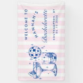 Banderoles Bachelorette Retro Disco Cocktail Bleu & Rose (Vertical)