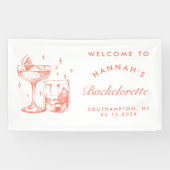 Banderoles Bachelorette Retro Modern Orange Cocktail (Horizontal)