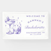 Banderoles Bachelorette Retro Moderne Violet Cocktail (Horizontal)