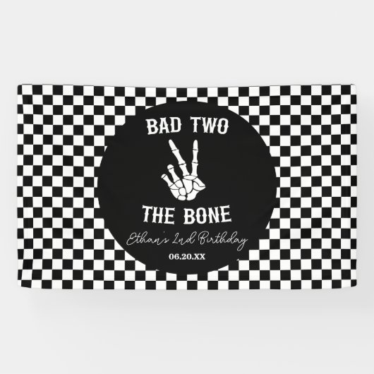 Banderoles Bad Two The Bone Skeleton 2e fête d'anniversaire (Horizontal)