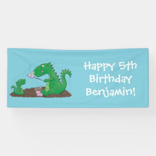 Banderoles Baguettes mignonnes grillant des marshmallows dess