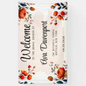 Banderoles Baigneuse de mariage Navy Blue et Orange Paeony  (Vertical)