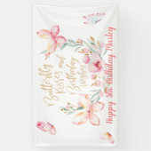 Banderoles Baisers à papillon et voeux d'anniversaire, Joyeux (Vertical)