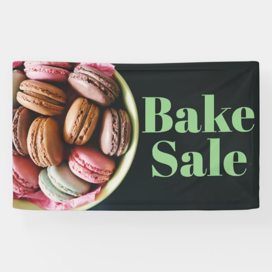 Banderoles Bake Sale Fundraising Table Banner Macarons (Horizontal)