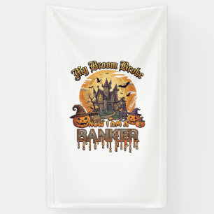 Banderoles Balai Banquier Cassé Maison Hantée Halloween Sorci