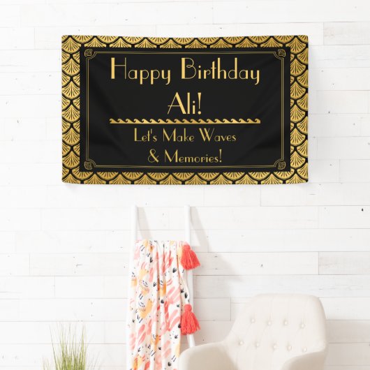 Banderoles Balances de sirène Art Déco - Anniversaire noir &  (En situation)