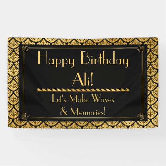 Banderoles Balances de sirène Art Déco - Anniversaire noir & (Horizontal)