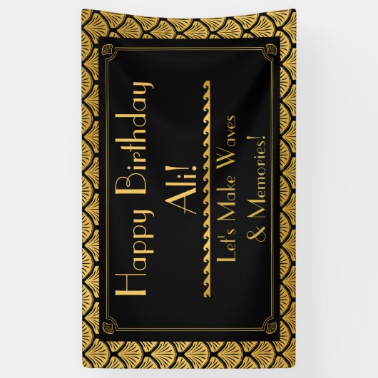 Banderoles Balances de sirène Art Déco - Anniversaire noir &  (Vertical)