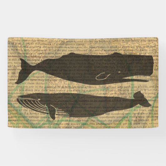 Banderoles Baleine antique Vie marine (Horizontal)