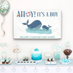 Banderoles Baleine Heureuse Ahoy C'est Un Garçon Baby Shower