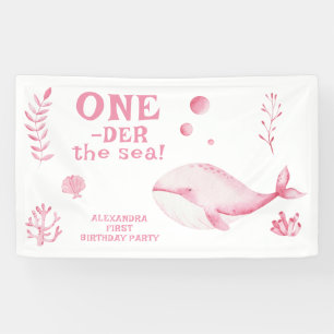 Banderoles Baleine Rose Oneder la mer 1er anniversaire