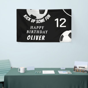 Banderoles Balle de football noir Sports Fête d'anniversaire