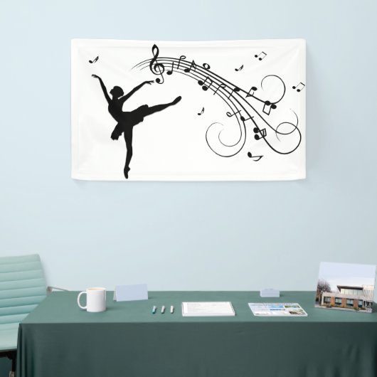 Banderoles Ballerina Dancing with Music Notes (Salon professionnel)