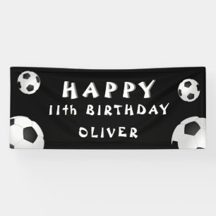 Banderoles Ballon de Football Noir Fête d'Anniversaire Sport
