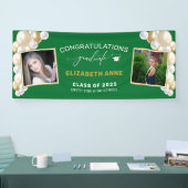 Banderoles Ballons 2 Photos Green Félicitations Diplômé (Salon professionnel)