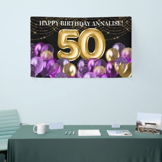 Banderoles Ballons à Parties scintillant violet d'or Cinquant (Salon professionnel)