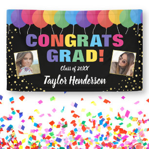 Banderoles Ballons amusants Gold Confetti Grad Photos Grad Gr