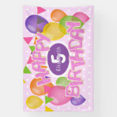 Banderoles ballons biscuits rose heureux d'anniversaire (Verticale)