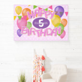 Banderoles ballons biscuits rose heureux d'anniversaire (Insitu)