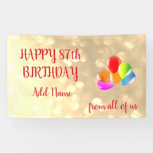 Banderoles Ballons colorés design Joyeux 87e anniversaire (Horizontal)
