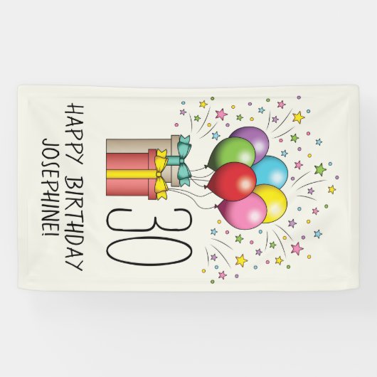 Banderoles Ballons D'Anniversaire Et Présente Avec L'Âge Et L (Horizontal)