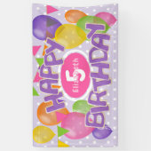 Banderoles ballons de biscuits violets heureux d'anniversaire (Vertical)