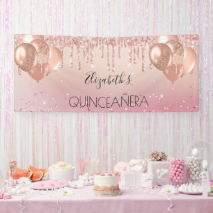 Banderoles Ballons de parties scintillant en or rose quincean