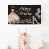 Banderoles Ballons, Diamants Verre, Talon, Robe, Noir (En situation)