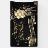 Banderoles Ballons d'or noir moderne, Verre, Talon (Vertical)