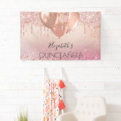 Banderoles Ballons d'or rose quinceanera (En situation)