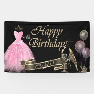 Banderoles Ballons dorés, Verre, Talon, Robe chic, Noir