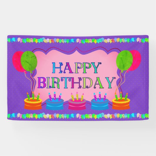 Banderoles Ballons et gâteaux (Horizontal)