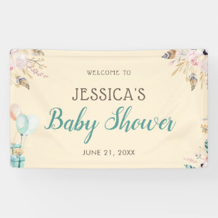 Banderoles Ballons et plumes Baby shower Boho