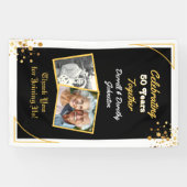 Banderoles Ballons noirs et or 50e anniversaire (Horizontal)