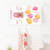 Banderoles Ballons Ours Teddy Mignonne Fille Fête d'anniversa (En situation)