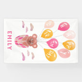 Banderoles Ballons Ours Teddy Mignonne Fille Fête d'anniversa (Horizontal)