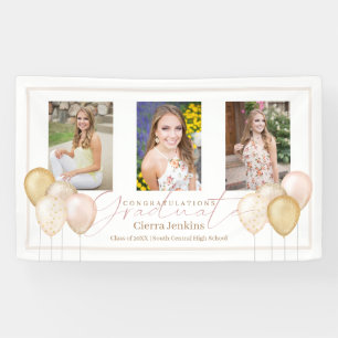 Banderoles Ballons roses Trois Photos Calligraphie Graduation